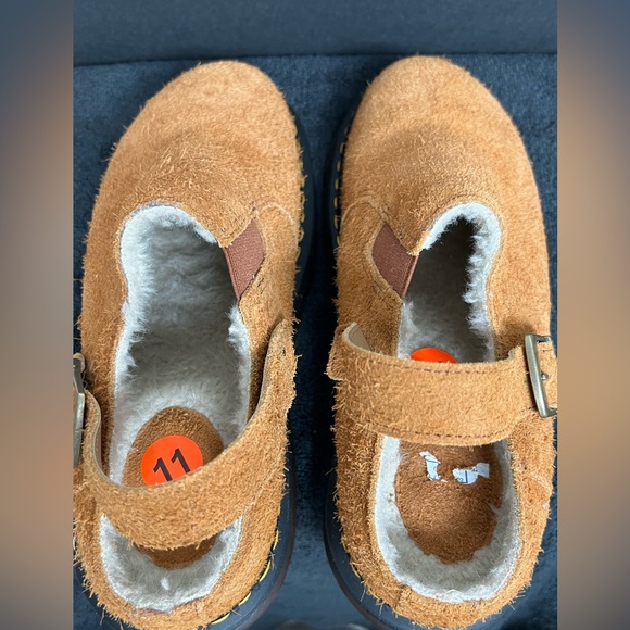 NEW Dr. Martens Isham Brown Shearling Suede Slingback Mules Unisex Size M10/W11 - Picture 7 of 8